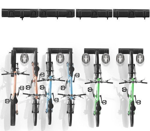 VEVOR Bike Storage Rack, 6 Bike Racks and 6 Helmets Hooks, Wall Mount Bike Storage Hanger, Home & Garage Organizer, Customizable for Various Bike Sizes, Adjustable Holder, Holds Up to 300 lbs, 68-inch New In Box $99