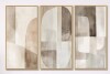 Ebern Designs Beige Minimal Wall Art - Neutral Shapes in Balance &ndash; Abstract Minimalism Framed Wall Art Set of 3, 32" H x 48" W, New In Box $299