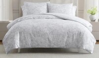 Vera Wang Nebulous Flower Cotton Sateen Textured Reversible Duvet Cover Set (Grey, 3 Piece) - King New In Box $299