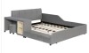 Harper & Bright Designs Gray Modern Luxury Wood Frame Queen Size Soft Velvet Upholstered Platform Bed with Bedside Desk and Round Stool (2 Boxes) New in Box $799