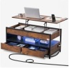 VEVOR Lift Top Coffee Table, 39.4 in Rectangle Coffee Table with Extra Storage Pockets, Pop Up Coffee Table with Power Strip & USB & Ambient Lighting New in Box $299