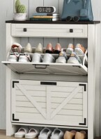 Gracie Oak 16-Pair Farmhouse Shoe Storage Cabinet New in Box $399