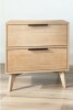 Corrigan Studio Haven 2 Drawer Nightstand in, Blonde with Black Handle New Shelf Pull $499