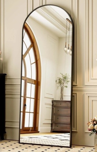Wayfair Basics Arch Free Standing Full Length Mirror 64" x 21" in Black New in Box $499