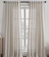Latitude Run&reg; Linen Back Tab Curtains, Light Filtering Curtain, Thick Linen Textured Semi Sheer Drapes (Set of 2, With Hooks), 132cm x 228cm $89