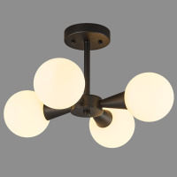 George Oliver Modern Ceiling Light Sputnik Semi Flush Mount Ceiling Light Fixture Chandelier with Milk White Glass lampshade for Bedroom Living Room Dining Room Foyer Hallway $199
