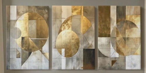 Latitude Run&reg; ABSTRACT Series CXVIII -Custom Wrapped Gallery Canvas - 3 Pieces, 24" x 36" New In Box $299