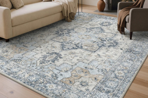 Bungalow Rose 6' x 9' Roehit Oriental Performance Machine Washable Area Rug $299