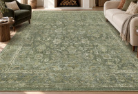 Red Barrel Studio&reg; 8'x 10' Soft Non-Slip Washable Vintage Floral Area Rug Sage Green $399