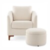 COLAMY Sherpa Accent Chair with Storage Ottoman Set, Upholstered Barrel Arm Chair with Footrest New in Box $599