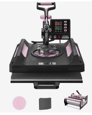 VEVOR Heat Press Machine, 15 x 15 inch, 8 in 1 Heat Transfer Machine with 30 oz Tumbler Press, 360&deg; Swing Away Digital T-Shirt Pressing Machine, Teflon Coating, for T-Shirts/Mugs/Hats/Plates, Black New in Box $399