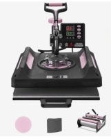 VEVOR Heat Press Machine, 15 x 15 inch, 5 in 1 Heat Transfer Machine with 30 oz Tumbler Press, 360&deg; Swing Away Digital T-Shirt Pressing Machine, Teflon Coating, for T-Shirts/Mugs/Hats/Plates, Black New in Box $399