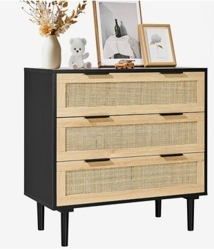 VEVOR 3 Drawer Rattan Dresser, Natural Rattan Closet Dresser with 3 Drawers, Modern Wood Chest Clothing Organizer & Storage Boho Dresser with Sturdy Handles & Legs, for Bedroom, Living Room & Hallway New in Box $399