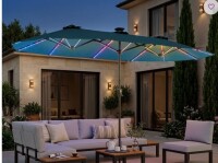 Freeport Park Jacobo 156'' x 78''Rectangular Lighted Market Umbrella with 16 Color Changing Light New in Box $499