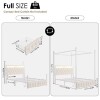 Hiphuta Full Size Upholstered Canopy Bed with Charging Station & Storage Drawer, Button Tufted Headboard with LED Light, Beige, New in Box $499