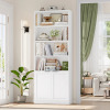Latitude Run 73.2" H 6-Tier Bookcase, Single Row Bookshelf with 2-Door Cabinet & 4 Open Shelves for Office Living Room, White, New in Box $299