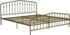 Novogratz Bushwick King Bed Frame Metal with Slightly Triangular Headboard, Inset Spindles, Adjustable Base for Storage, No Box Spring Needed, Gold, New in Box $399