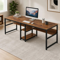 17 Stories 78.7" Two Person Desk, Double Computer Desk with Bookshelf, New in Box $499