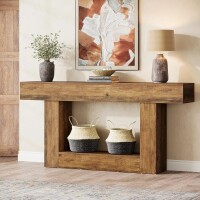 Tribesigns 63-Inch Long Console Table, 2-Tier Entryway Table Sofa Table with Storage, Farmhouse Wood Behind Couch Table for Living Room, Hallway, Rustic Brown, New in Box $299