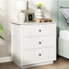 Latitude Run 24" W x 26" H Modern Wood Fluted Front 3-Drawer Nightstand with Built-in Outlets, White, New in Box $599