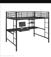 Walker Edison Steel Full Size Loft Bed with Computer Workstation (Black), New in Box $1,399