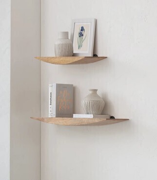 AllModern Oiva 2 Piece Boat Shaped Solid Wood Floating Shelves $199