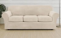 Mercer41 Modern Soft Velvet Plush 4 Piece High Stretch Sofa Slipcover Furniture Protector Luxury Thick Velvet Sofa Cover for 3 Cushion Couch Machine Washable $89
