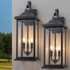 Lark Manor&trade; 2 Pack 22&rdquo; Large Matte Black Outdoor Wall Lights With Clear Tempered Glass New In Box $299