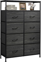 WLIVE 8 Drawer Fabric Dresser Open Shelves, Tall Bedroom Chest, Charcoal New In Box $199