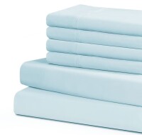 Swift Home 6PC Lightweight Double Brushed Soft Solid Microfiber Sheet Set with Extra Pillowcases - AQUA CAL KING- Bedding Essentials New $89