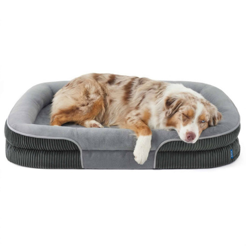 Bedsure Orthopedic Dog Bed for Medium Dogs, Oval Bolster Pet Sofa with Waterproof and Washable Soft Fleece Cover, XL (7" H x 42" W x 30" D) New In Box $89