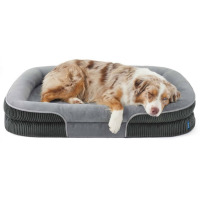 Bedsure Orthopedic Dog Bed for Medium Dogs, Oval Bolster Pet Sofa with Waterproof and Washable Soft Fleece Cover, XL (7" H x 42" W x 30" D) New In Box $89