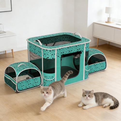 Tucker Murphy Pet&trade; 3-Zone Foldable Pet Playpen With Separate Litter & Feeding Areas, Breathable Mesh Soft Dog & Cat Crate For Indoor And Outdoor Use $199