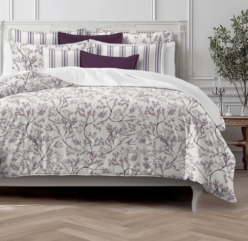 6ix Tailors Fine Linens 3-Piece Queen Tinsley Plum Cotton Comforter Set New In Box $299