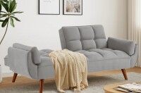 George Oliver Linen Sleeper Couch, Convertible Futon Sofa Bed,75" W Modern 3 Seater Sofa with Adjustable Backrests and Solid Wood Legs New in Box $799