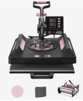 VEVOR Heat Press Machine, 15 x 15 inch, 5 in 1 Heat Transfer Machine with 30 oz Tumbler Press, 360&deg; Swing Away Digital T-Shirt Pressing Machine, Teflon Coating, for T-Shirts/Mugs/Hats/Plates, Black New in Box $399