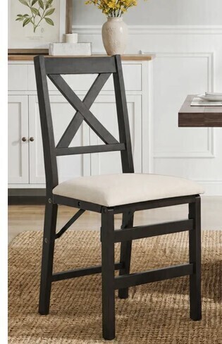 Gracie Oaks Padded Stackable Folding Dining Chair with Solid Wood Frame New in Box $299