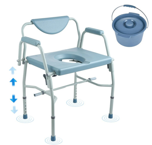 VEVOR Commode Chair, Bedside Commode with Drop-Down Arms and Detachable Backrest, 5-Level Adjustable Height, 7L Removable Bucket, Easy to Assemble, 1000LBS Capacity, Portable Toilet for Adults Seniors New in Box $299
