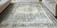 Bungalow Rose 9'x12' Washable Area Rug Oriental Low Pile Non Slip Vintage Distressed Indoor Carpet $299