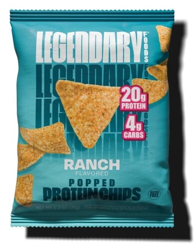 LEGENDARY FOODS Ranch Popped Protein Chips, 1.3 oz / Crinkle Cut Cheddar Sour Cream Chips, 1.5oz Bag / Assorted New Assorted Best by 2/2027