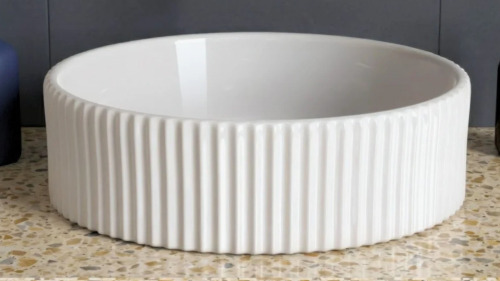 KES Bathroom Sink White Vessel Sink Bowl Above Counter Sink RV Bathroom Sink Round, 15.75'' L X 15.75'' W X 3.75'' D New In Box $399