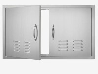VEVOR BBQ Access Door, 36W x 21H Inch Double Outdoor Kitchen Door, Stainless Steel Flush Mount Door, Wall Vertical Door with Handles and Vents, for BBQ Island, Grilling Station, Outside Cabinet New In Box $199