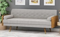 Hashtag Home Bel-Air 72.2" Mid Century Modern Tufted 3 Seater Sofa with Bolster Pillows in Beige New in Box $899