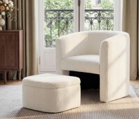 Wade Logan Braedin Upholstered Accent Chair & Storable Ottoman, No Assembly Required New in Box $699