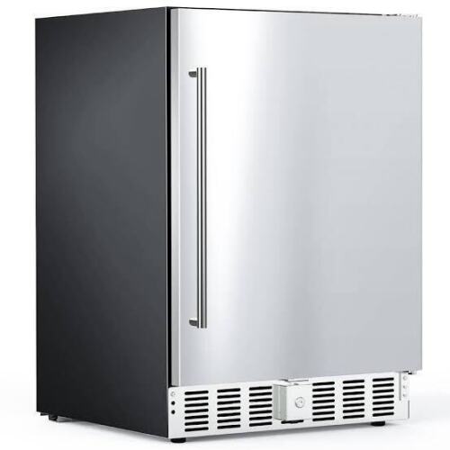 Cowsar 23.43 in. 5.0 cu. ft. 180-Can Built-In/Freestanding Mini-Refrigerator in Stainless Steel Silver for Kitchen Office Bar New On Working $799