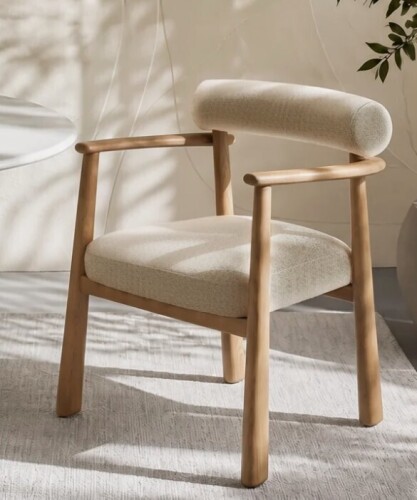 Caloroso Voyage 25" Modern Upholstered Dining Armchair with Solid Oak Frame and Curved Arms, Accent Side Chair for Dining Room, Home Office or Vanity New in Box $599