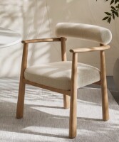 Caloroso Voyage 25" Modern Upholstered Dining Armchair with Solid Oak Frame and Curved Arms, Accent Side Chair for Dining Room, Home Office or Vanity New in Box $599