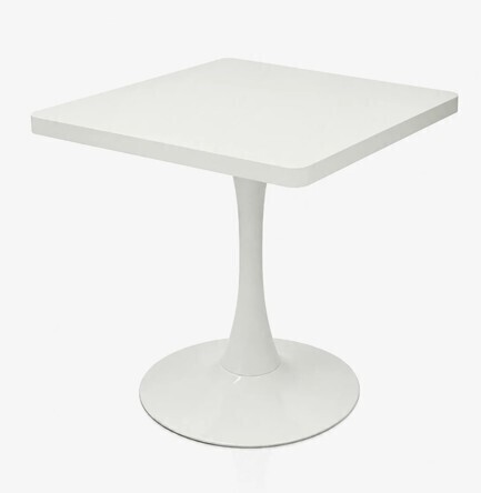 George Oliver 23.6" Square Tulip Dining Table, White Mid Century Modern Bistro Table with Thickened Edge Tabletop & Metal Pedestal for Kitchen, Small Spaces, Living Room, Cafe New In Box $399