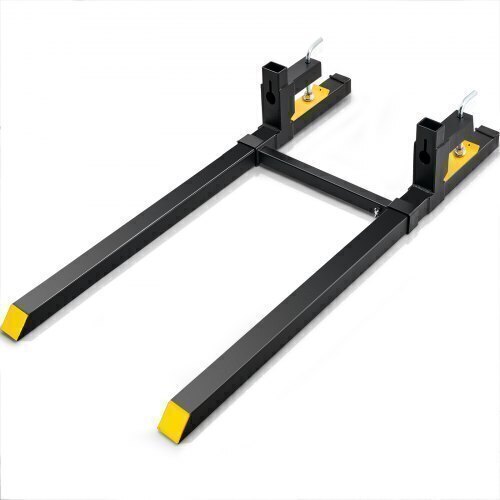 VEVOR Pallet Forks, 2000 lbs Tractor Bucket Forks, 60" Total Length Clamp on Pallet Forks with Adjustable Stabilizer bar, Heavy Duty Pallet Forks for Tractor Attachments, Skid Steer, Loader Bucket, New in Box $299