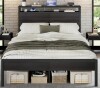 Trent Austin Design&reg; Tryston Queen Size Bed Frame With Storage Headboard & Charging Station, Black Similar to Picture in Box $499